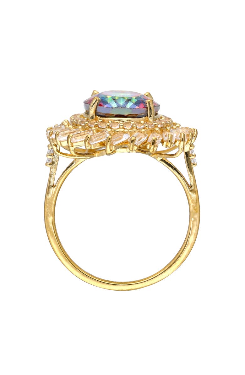 YS GEMS Rainbow Quartz Double Halo Cocktail Ring, Alternate, color, Rainbow Multi
