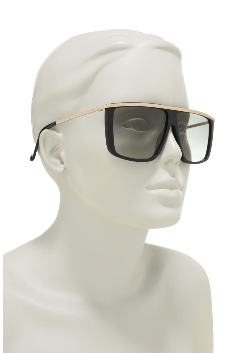 62mm Oversize Flat Top Sunglasses, Alternate, color, BLACK GOLD/ DKGREY GRADIENT