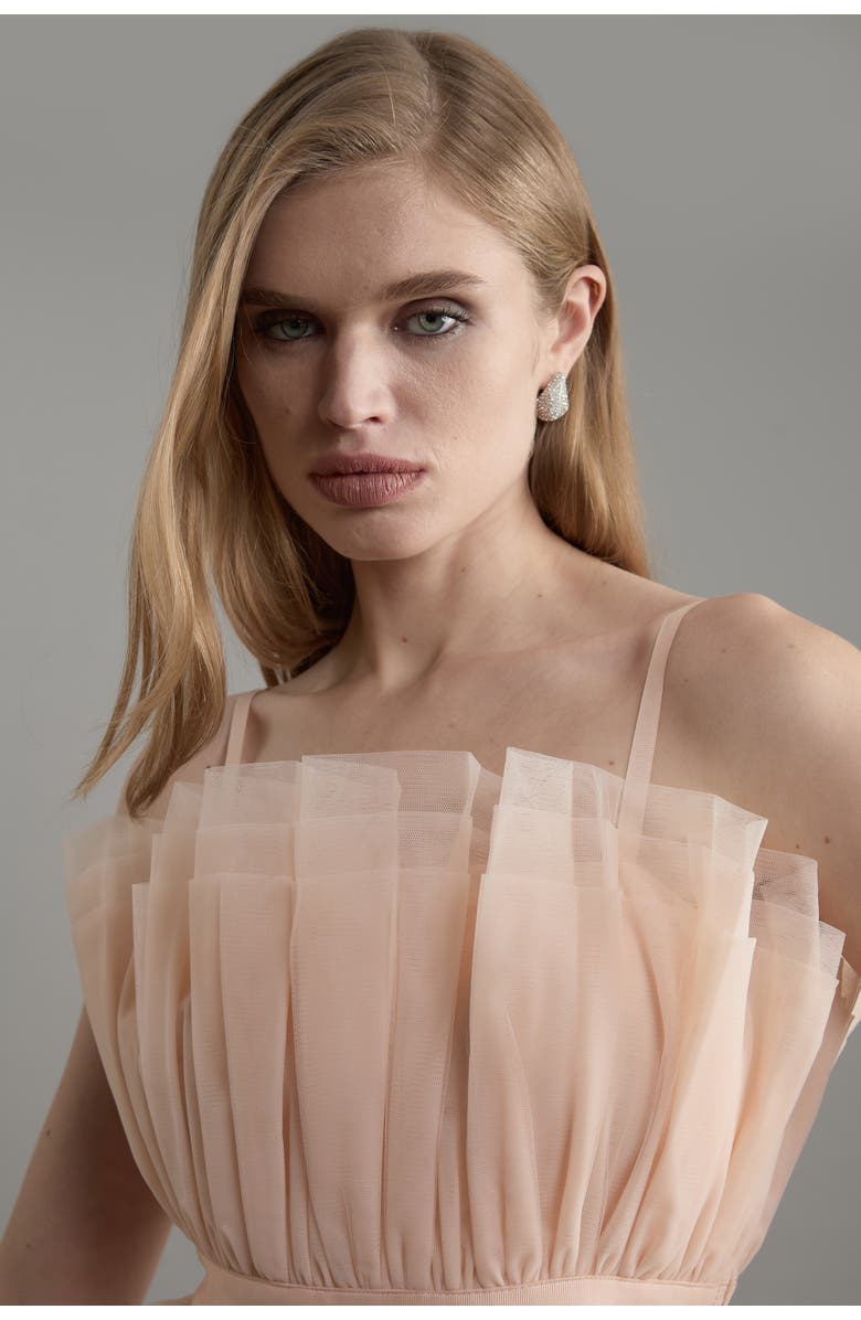 Karen Millen Tulle Bandeau Tiered Midi Dress, Alternate, color, Blush