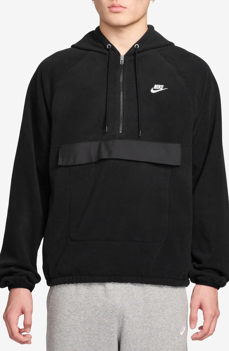 Nike Club Fleece Hoodie Sweatshirt, Main, color, Black/ White