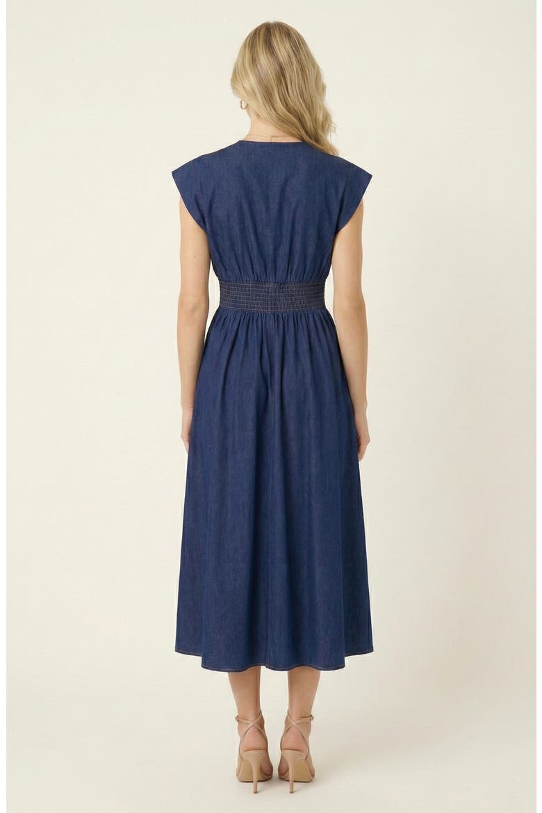 Zip Front Sleeveless Denim Midi Dress, Alternate, color, Denim Blue