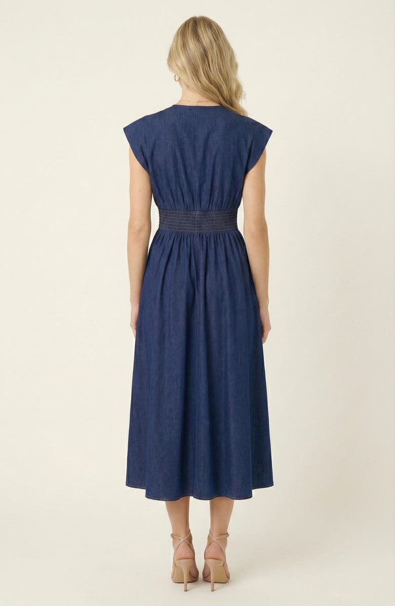 Modenaire Zip Front Sleeveless Denim Midi Dress, Alternate, color, Denim Blue