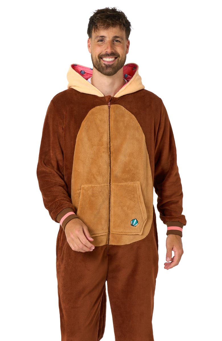 OppoSuits Otter Hooded Fleece Costume Jumpsuit, Alternate, color, Beige