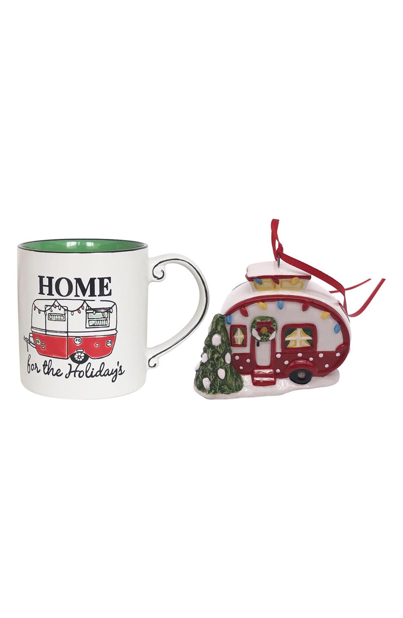 SPECTRUM Home for the Holidays Stoneware Mug & Ornament Set