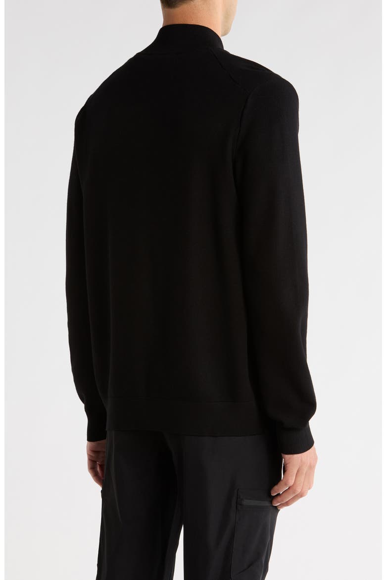 Full Zip Jersey Sweater, Alternate, color, BLACK