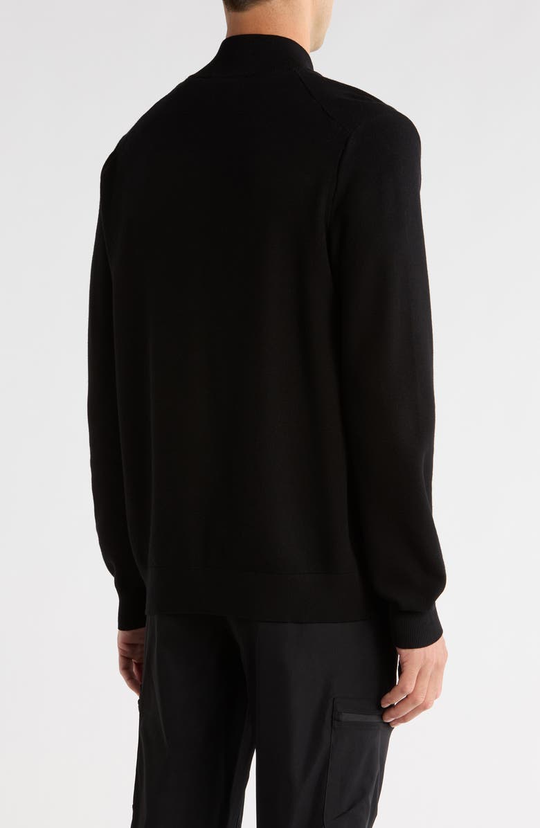 Elie Tahari Full Zip Jersey Sweater, Alternate, color, Black