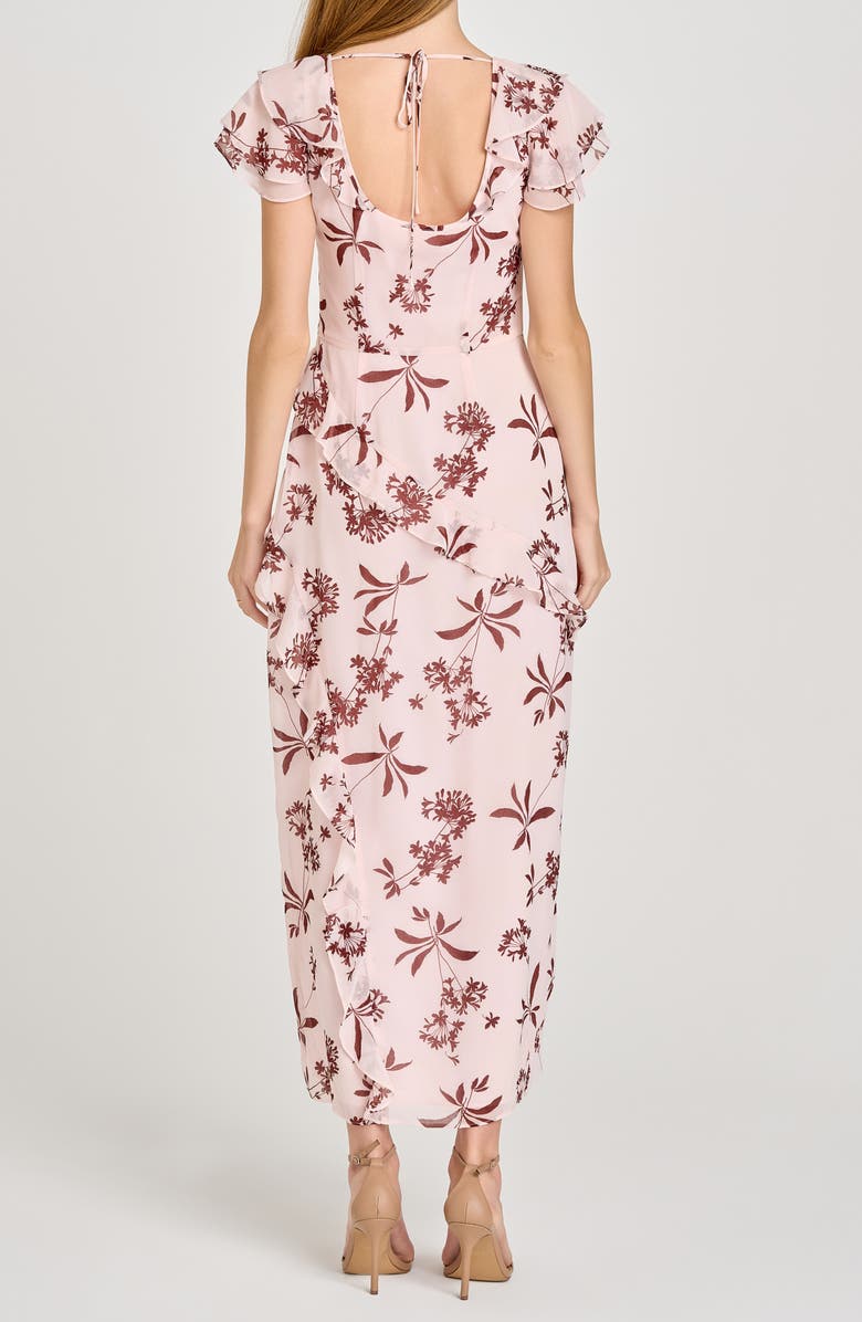 WAYF Violetta Floral Ruffle Sleeve Dress, Alternate, color, Baby Pink Floret