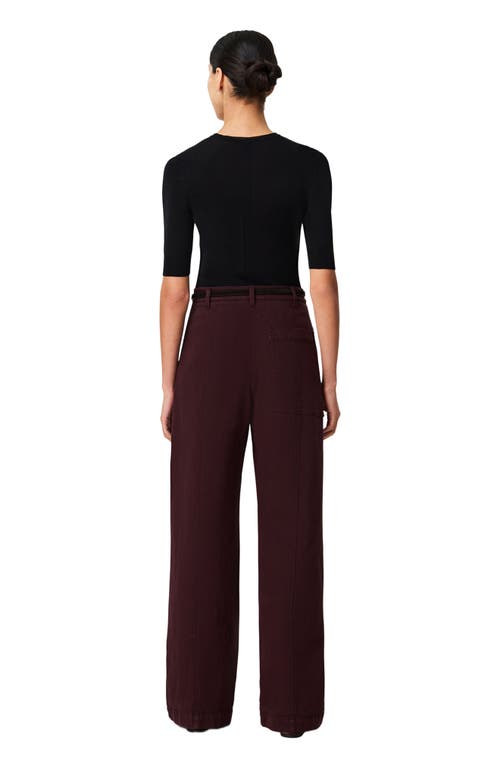 Another Tomorrow Workwear Pants Overdye Plum In Brown