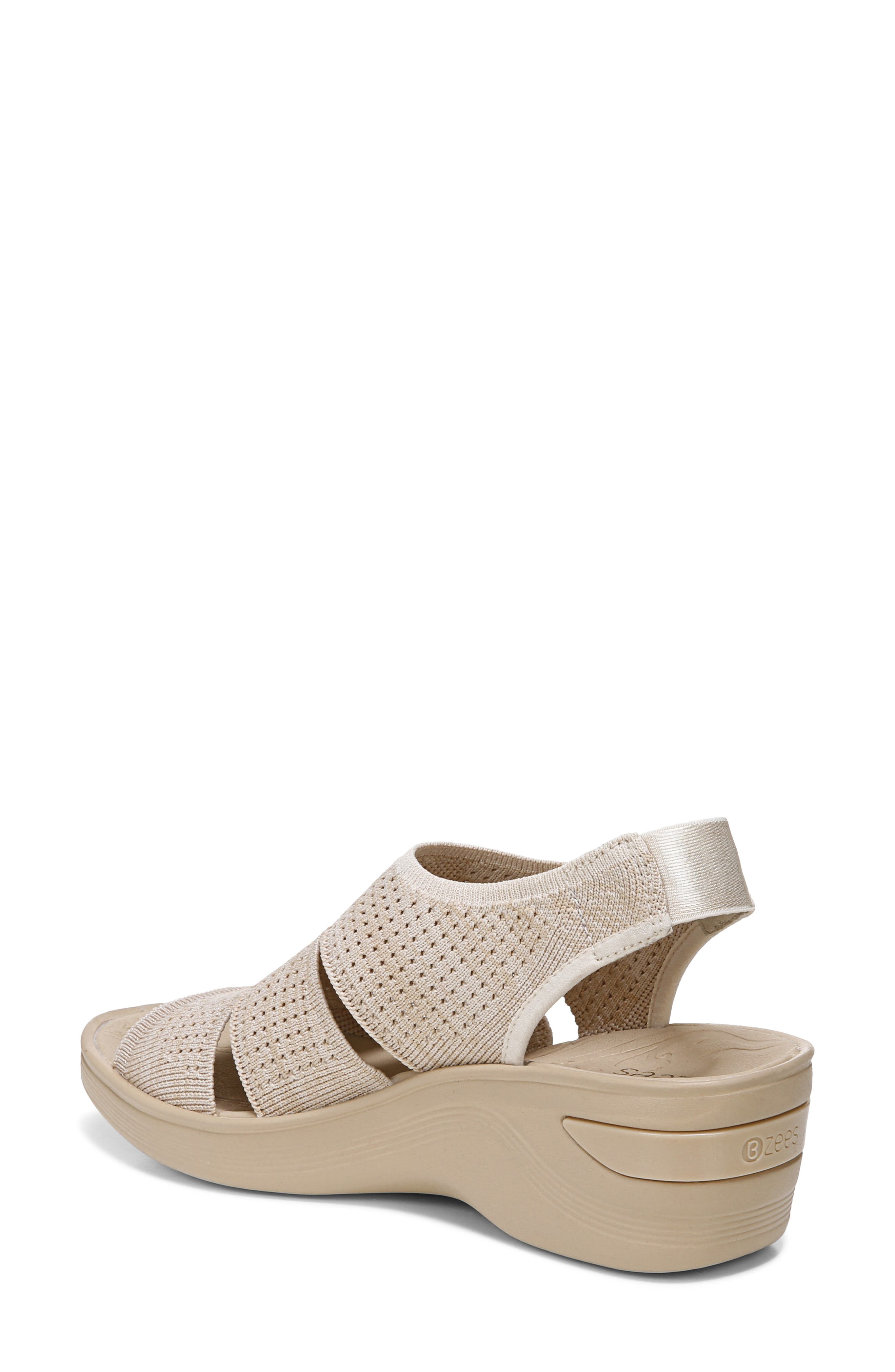 Double Up Wedge Slingback Sandal, Alternate, color, ALMOND KNIT