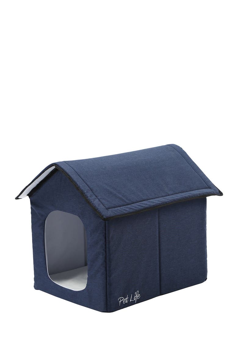 "Hush Puppy" Electronic Heating and Cooling Smart Collapsible Pet House - Large, Main, color, NAVY