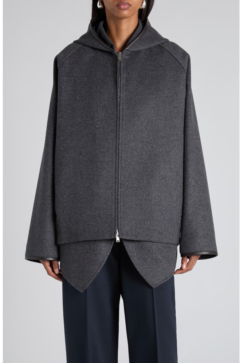 Double Face Wool Hooded Jacket, Main, color, 1307 CHARCOAL MELANGE