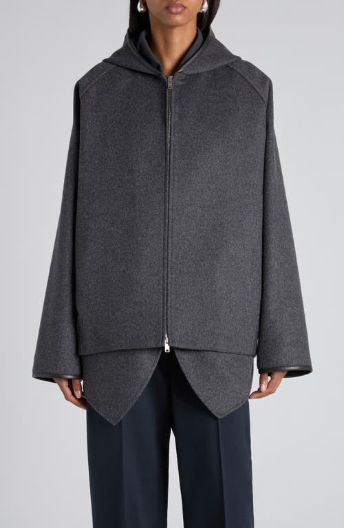 Bottega Veneta Double Face Wool Hooded Jacket In Gray