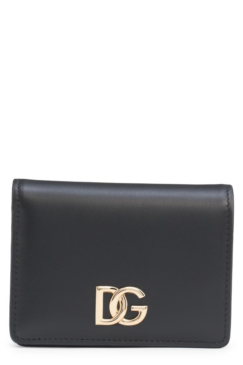 DG Logo Leather Wallet, Main, color, 80999 BLACK