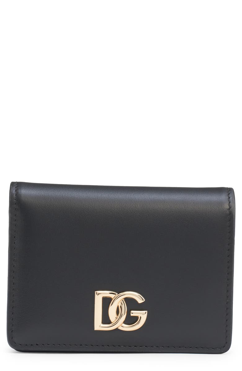 Dolce&Gabbana DG Logo Leather Wallet, Main, color, 80999 Black