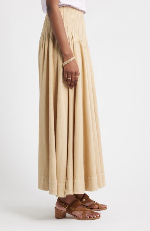 Treasure & Bond Pleat Accent Linen Blend Maxi Skirt In Neutral
