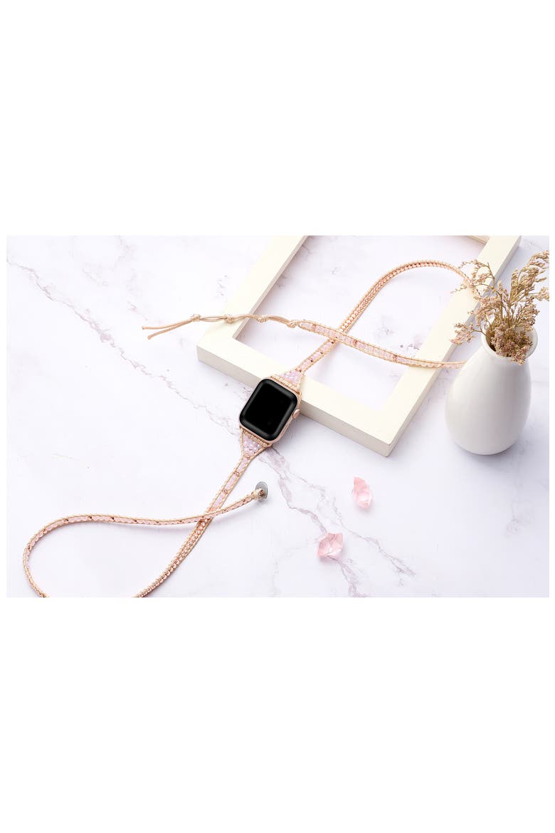 Beaded Wrap Apple Watch® Watchband, Alternate, color, ROSE GOLD / PINK