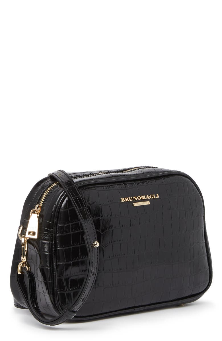 Bruno Magli Croc Embossed Leather Camera Crossbody Bag, Alternate, color, 