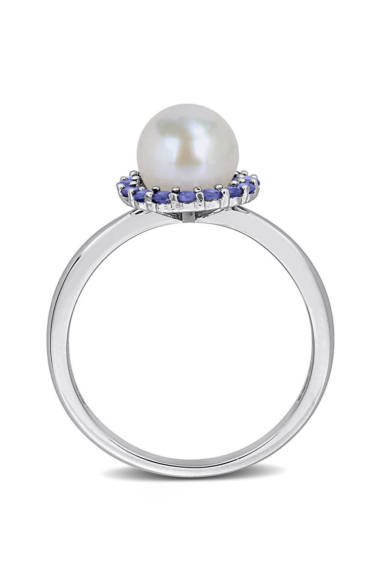 DELMAR Semiprecious Stone & Cultured Pearl Ring, Alternate, color, Blue