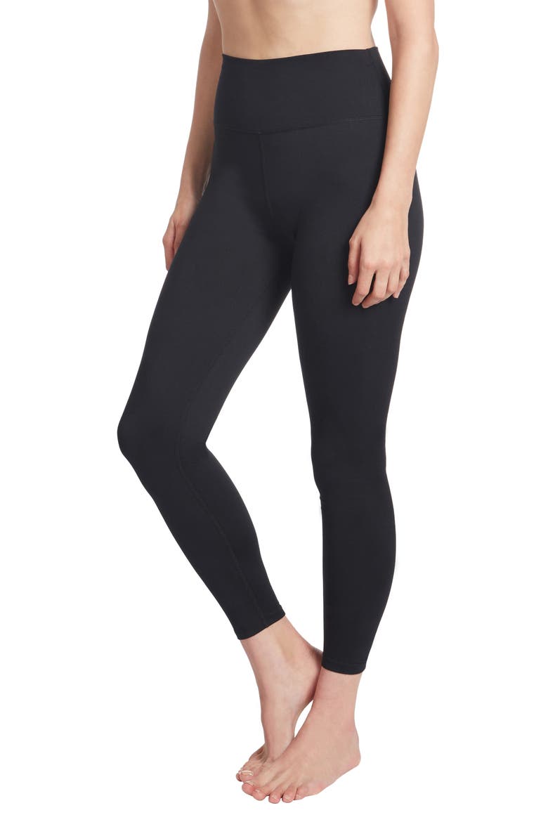 Folded Edge Waistband 7/8 Leggings, Alternate, color, BLACK