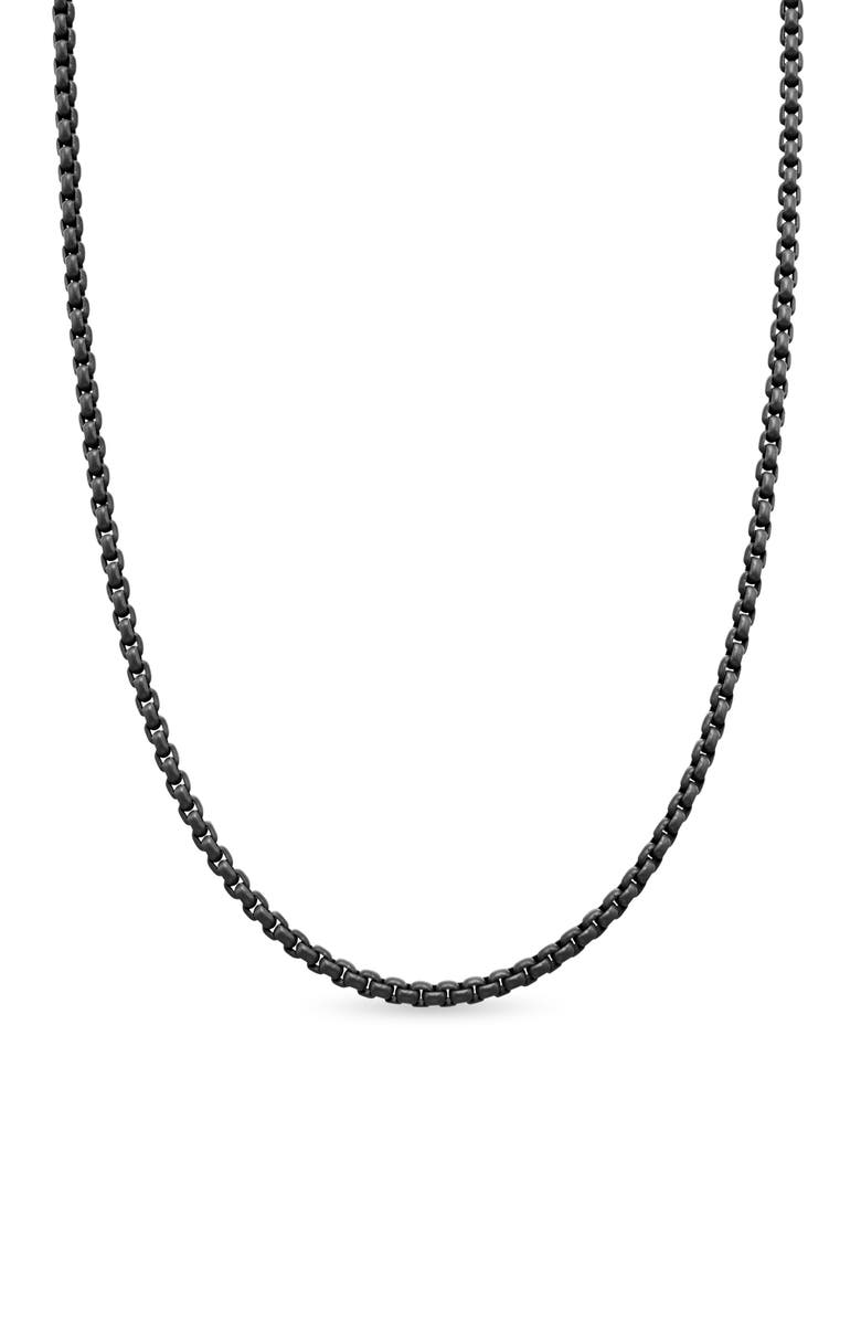 David Yurman Men's Box Chain Necklace in Sterling Silver with Blue Stainless Steel, 2.7mm, Main, color, Silver/ Grey