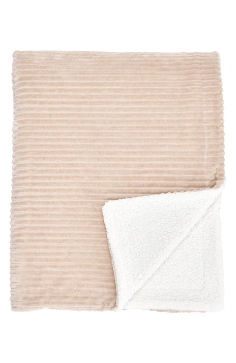 Ribbed Faux Shearling Reversible Blanket