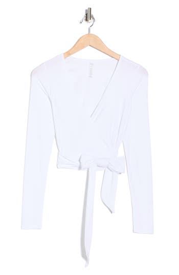 Beyond Yoga Featherweight Waist No Time Wrap Top In White