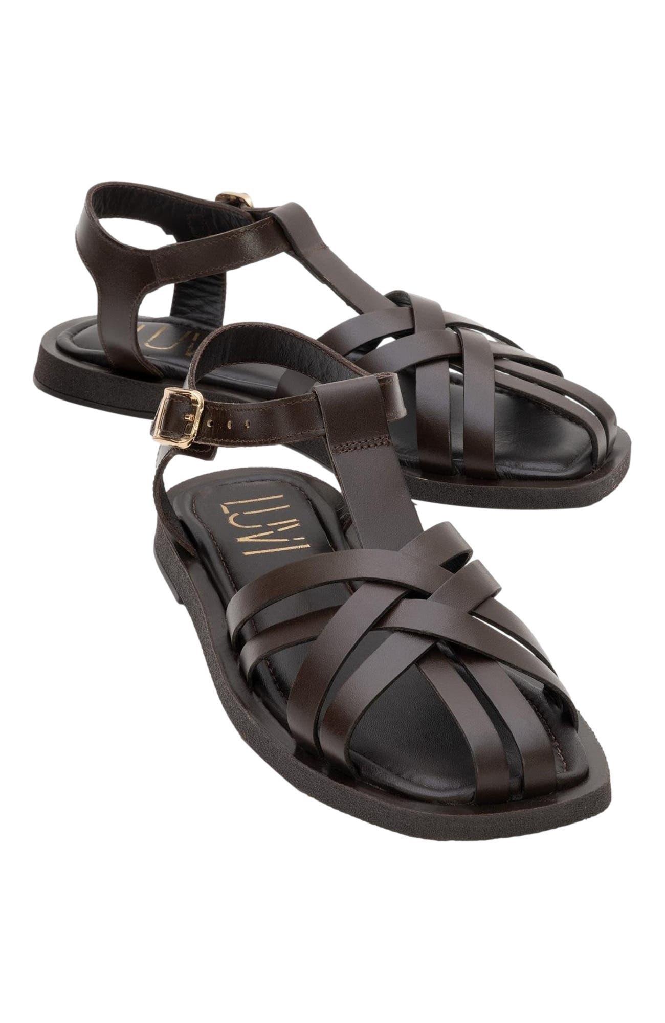 Forever & Always Shoes Andres Leather Sandal, Alternate, color, Brown Leather