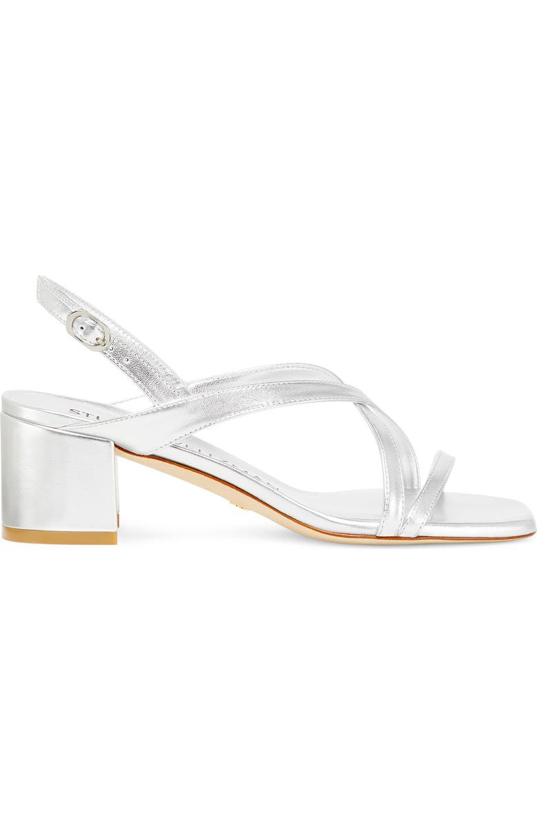 Stuart Weitzman Oasis 50 Block Sandal, Alternate, color, Silver
