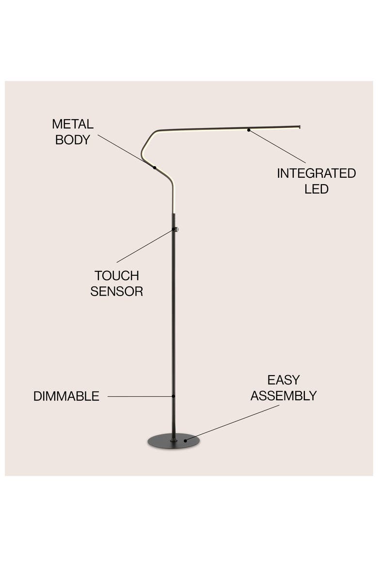 Julian 65.25" Integrated LED Metal Floor Lamp, Alternate, color, Black