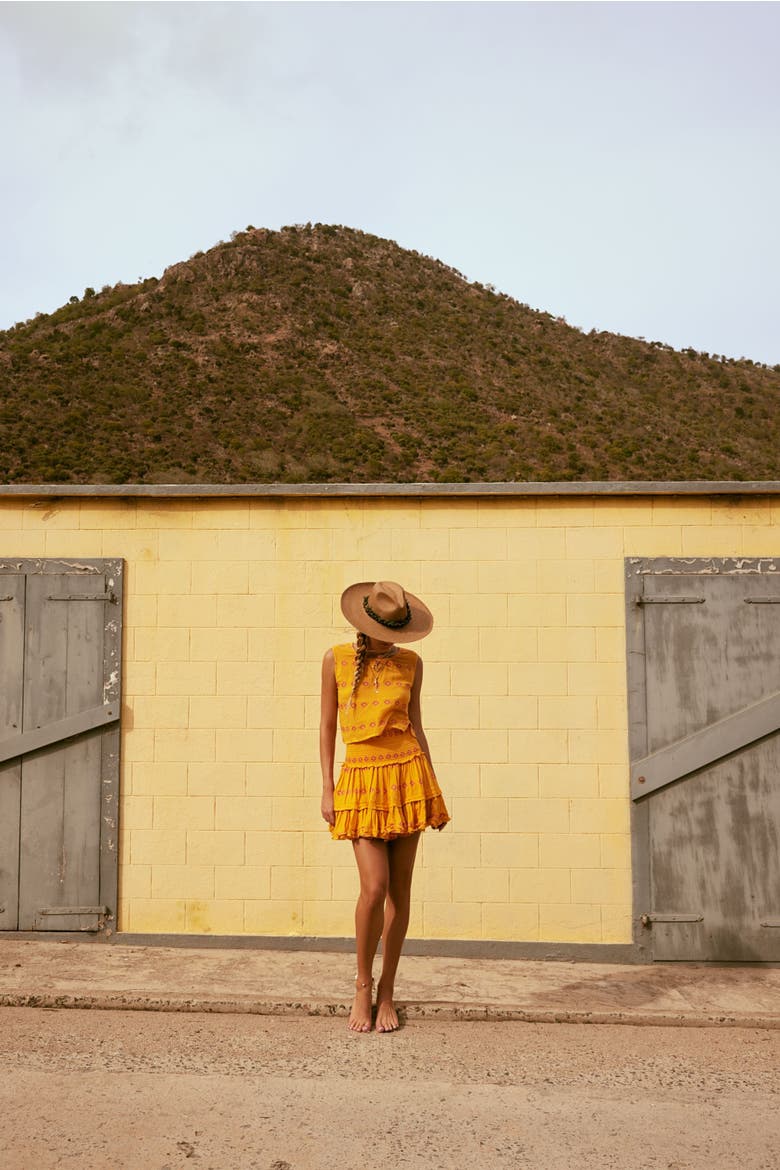 Maribel Cropped Tank and Skirt Set, Alternate, color, Marigold Embroidery