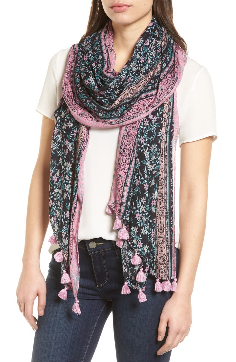 Rebecca Minkoff Jasmine Tassel Scarf, Main, color, 