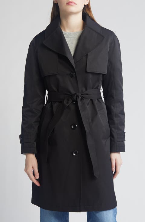 Water Repellent Cotton Blend Trench Coat