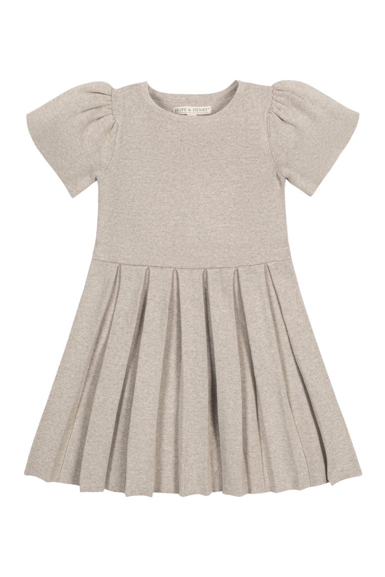 Girls' Organic Pleated Sweater Dress, Toddler, Alternate, color, Light Taupe Heather