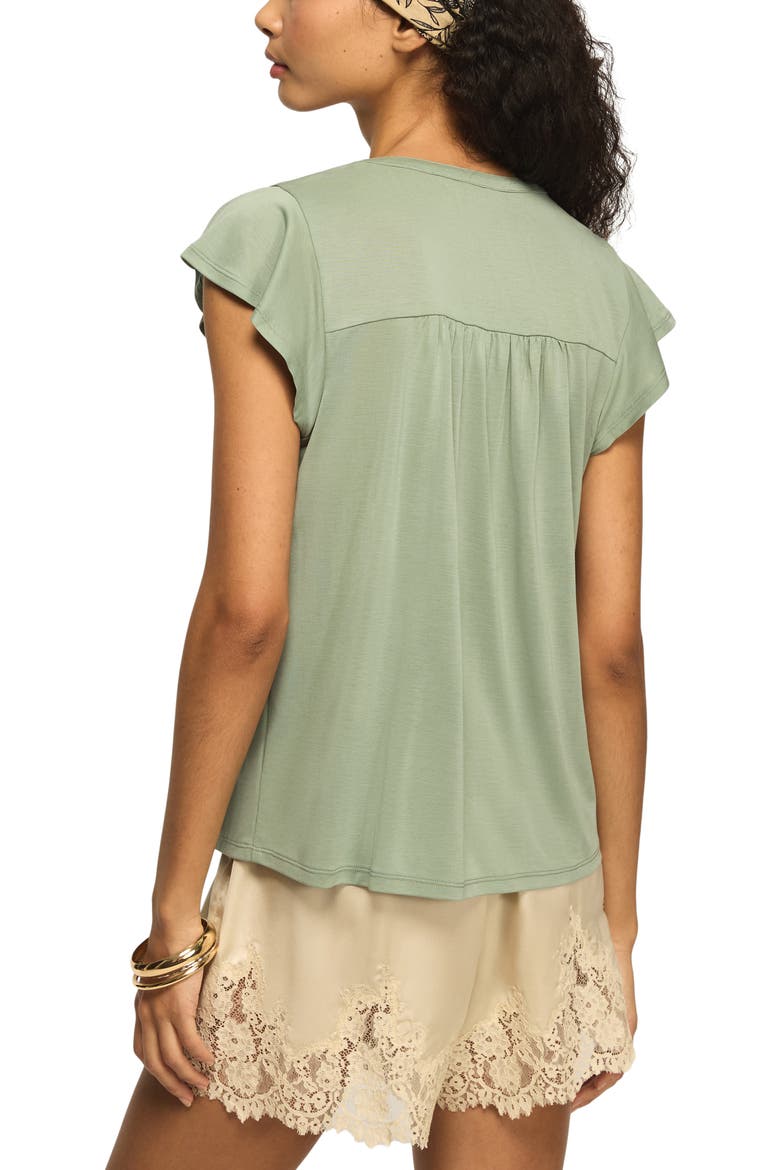 Sandwash Relaxed Fit Button-Up Top, Alternate, color, LILY PAD