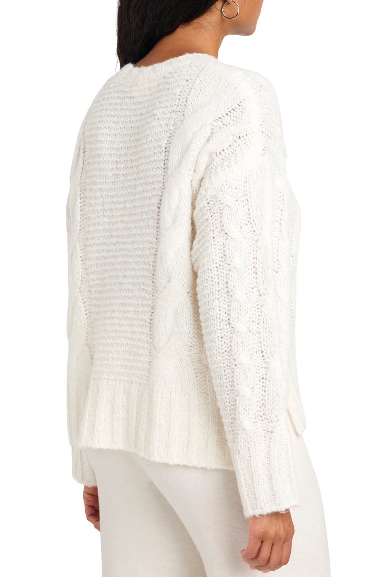 x Cella Jane Cable Sweater, Alternate, color, SNOW
