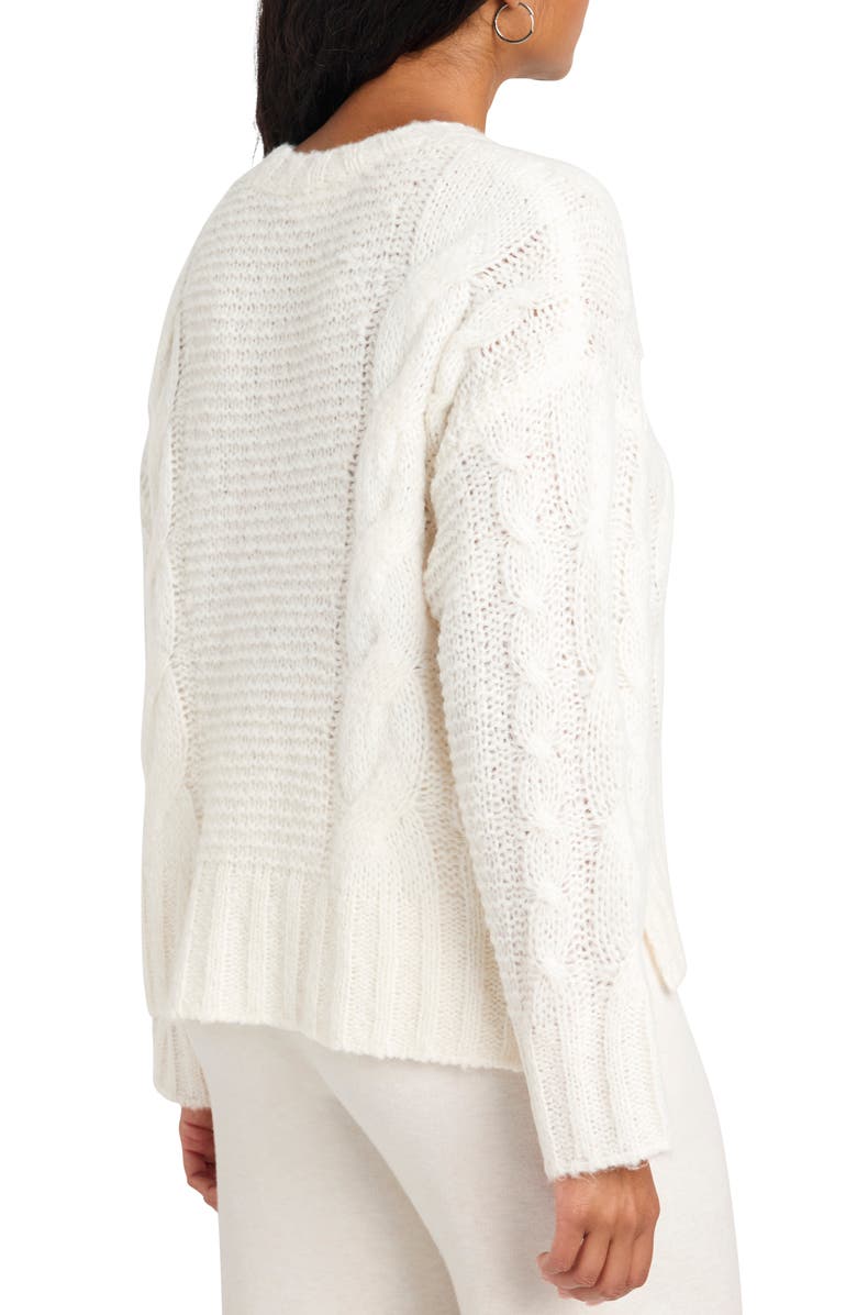 Splendid x Cella Jane Cable Sweater, Alternate, color, Snow