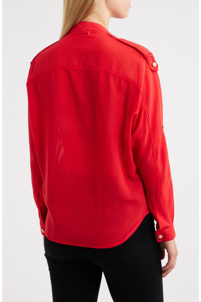 Jameson Button Embellished Semisheer Top, Alternate, color, RED