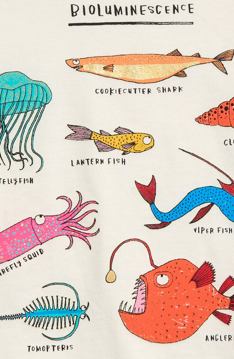 Mini Boden Kids' Glow in the Dark Fish Graphic T-Shirt, Alternate, color, 