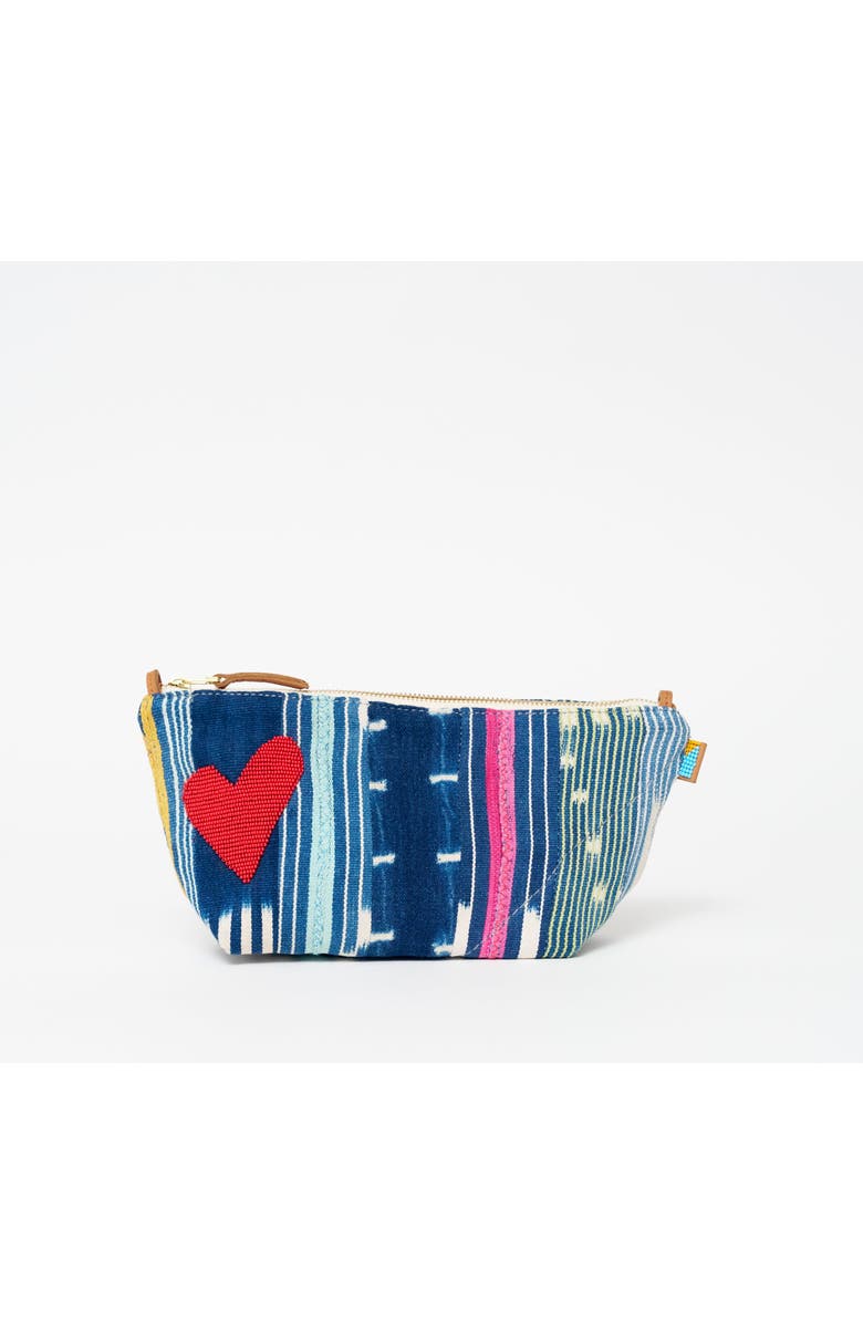 Ubuntu Life Large Convertible Pouch with Strap - Baule Cloth with Beaded Red Heart, Main, color, Multicolor