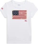 Polo Ralph Lauren Kids' Flag Appliqué Cotton T-Shirt