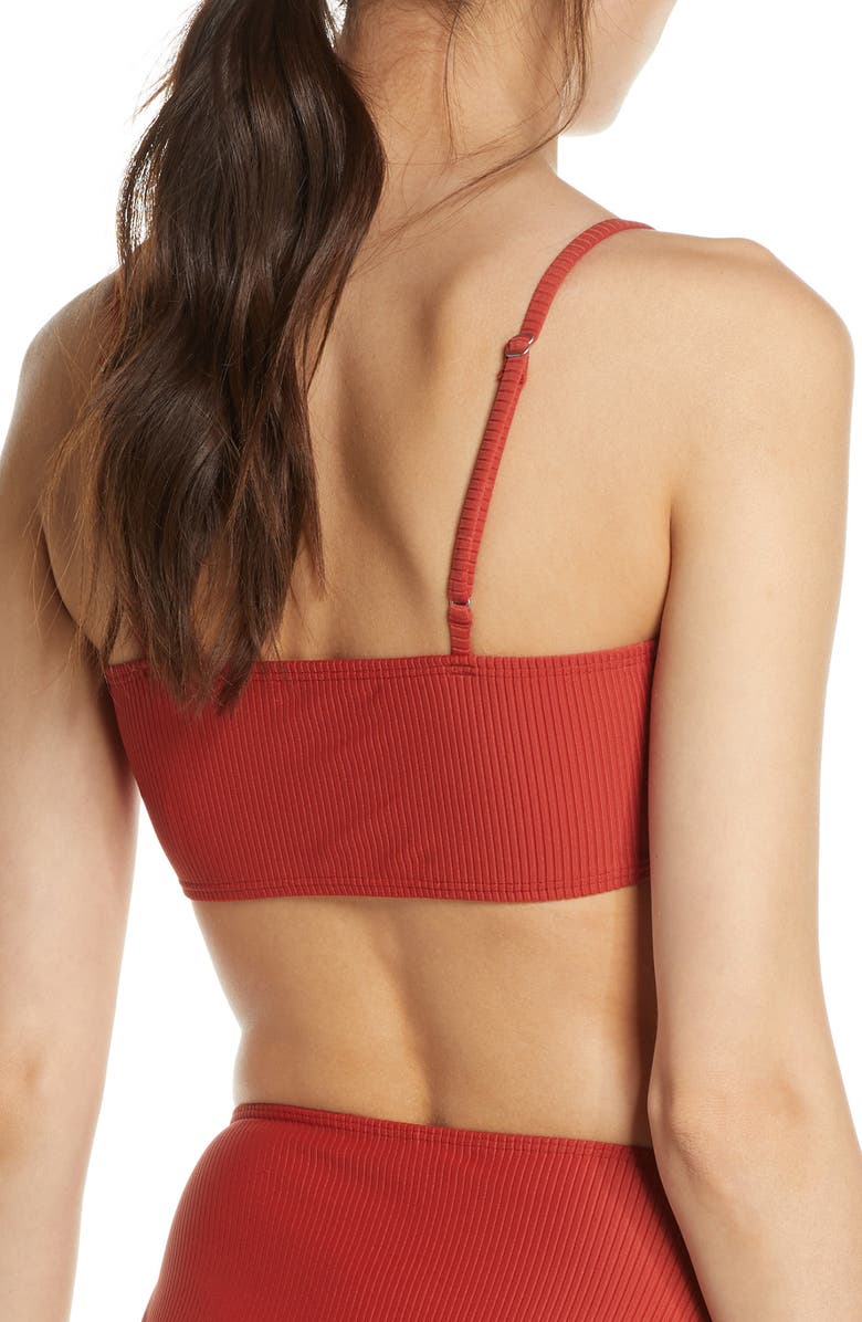 Something Navy Classic Ribbed Swim Bandeau Top, Alternate, color,