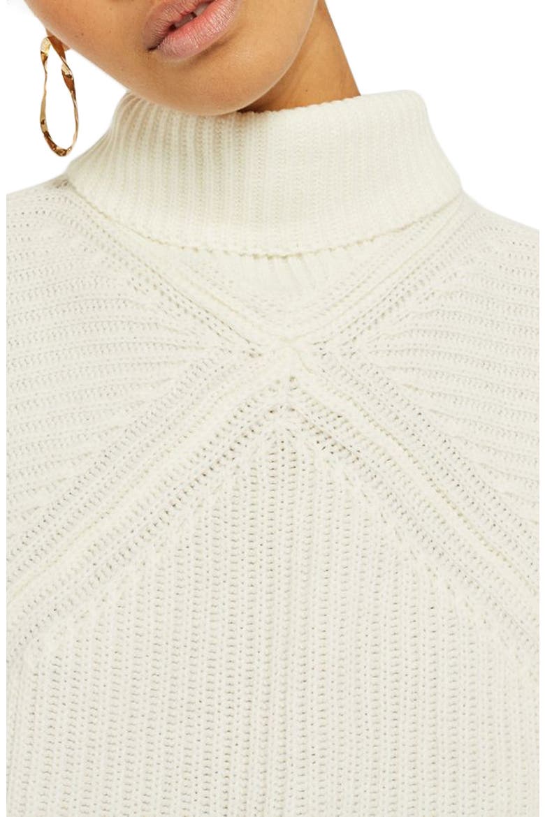 Diamond Stitch Turtleneck Sweater, Alternate, color, CREAM