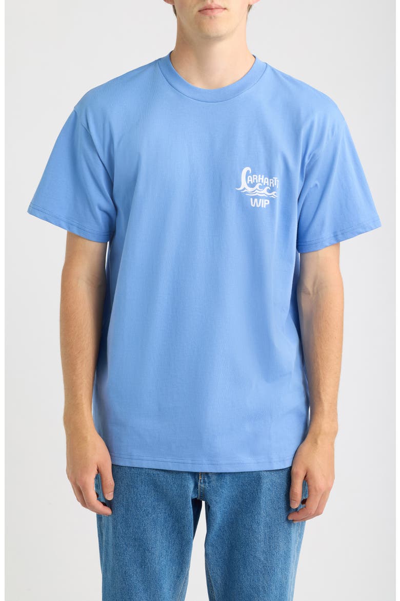 Waves Organic Cotton Graphic T-Shirt, Main, color, CURACAO