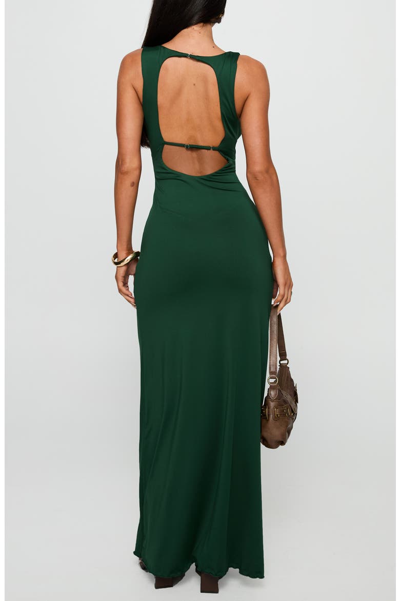 Frederica Plunge Neck Maxi Dress, Alternate, color, FOREST GREEN