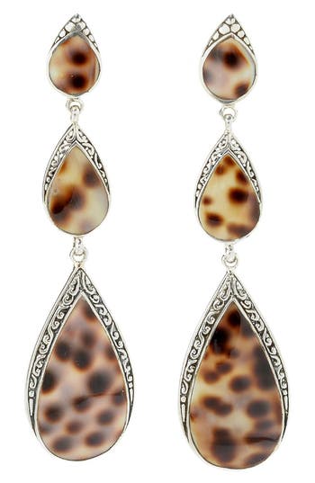 Samuel B. Sterling Silver Cowrie Shell Pear Drop Earrings