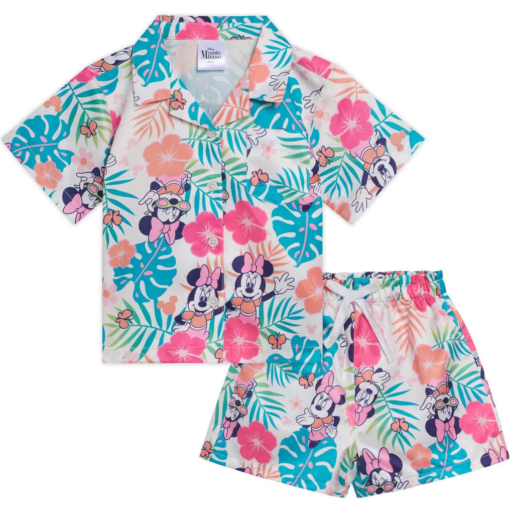 Disney Mickey Mouse & Friends Button-down T-shirt & Shorts Set In Multi