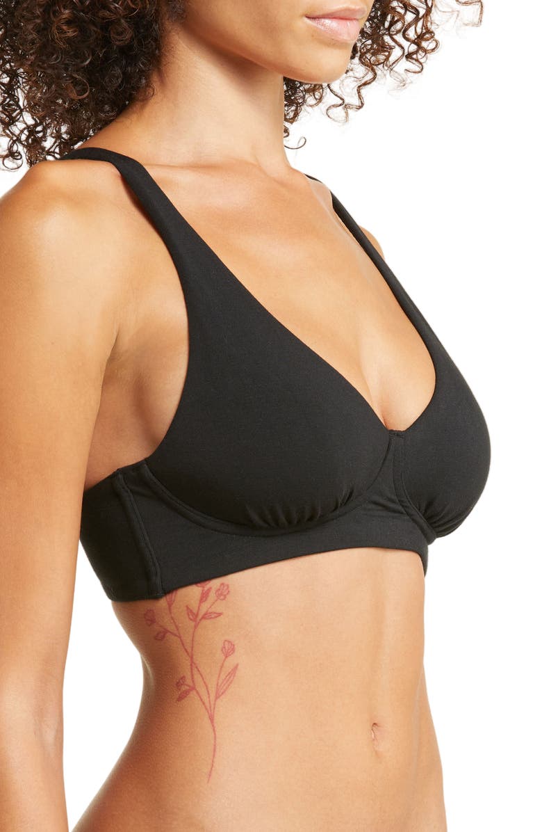 MeUndies FeelFree Longline Bralette, Alternate, color, Black