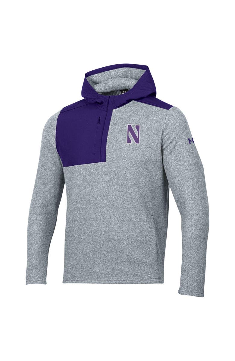 Under Armour Men's Under Armour Gray Northwestern Wildcats Survivor Fleece Hoodie Quarter-Zip Jacket, Alternate, color, Gray