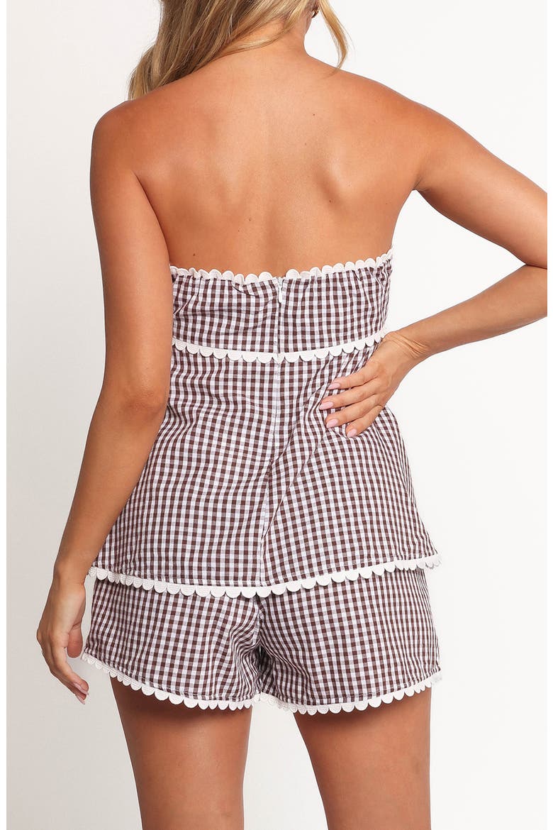 Kyle Gingham Strapless Top & Shorts Set, Alternate, color, CHOCOLATE GINGHAM