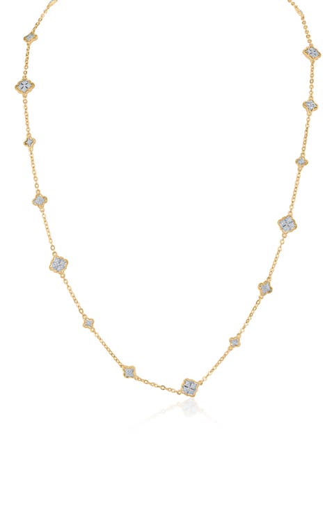 Two-Tone Filigree Station Chain Necklace